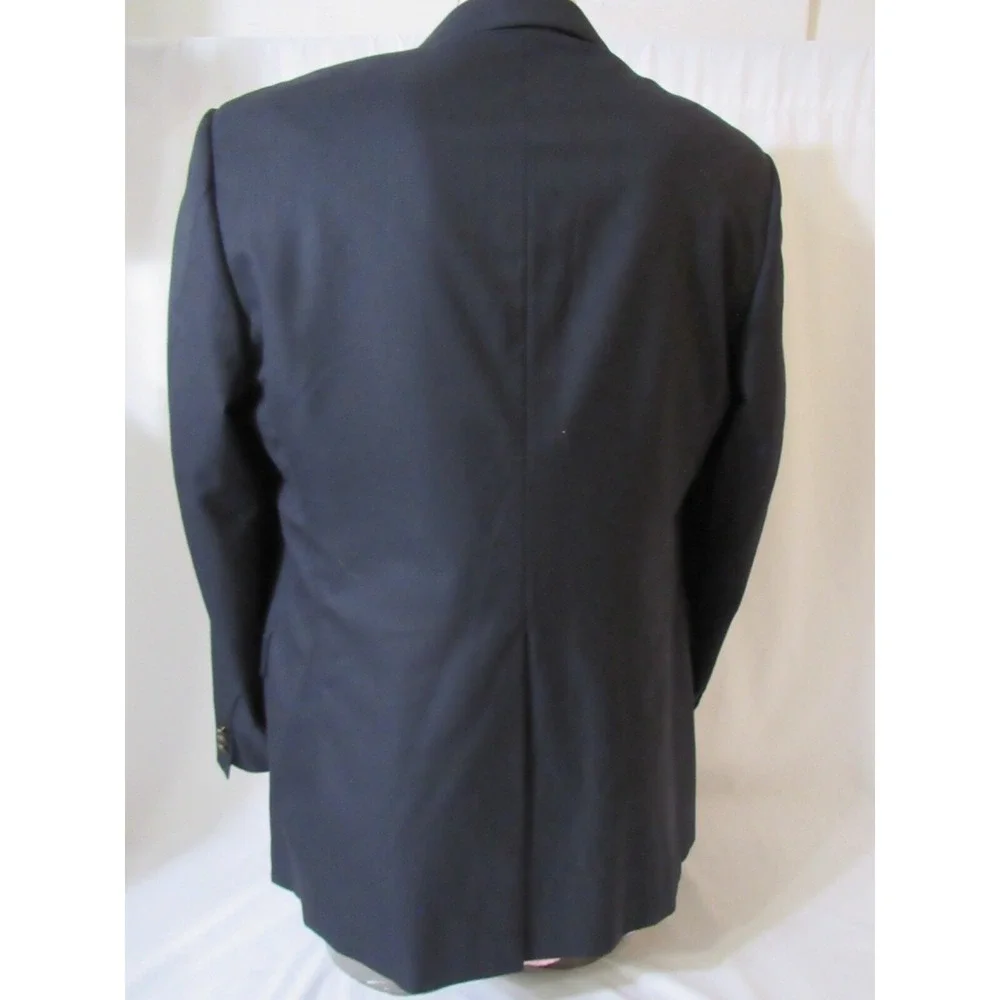 Hickey Freeman Super 140 Made for Nordstrom Monogram Button Navy Blazer Size 42R